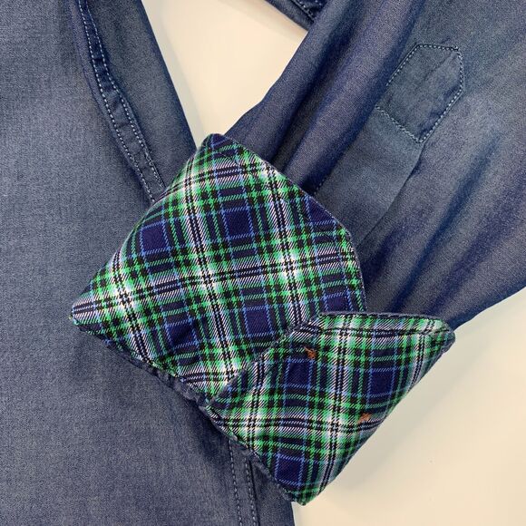 Lincs Shirt Mens M Medium Windsor Blue Cotton Long Sleeve Pocket Button Up - Picture 5 of 10